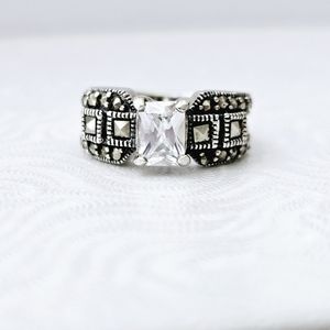 Rare Silpada Sterling Silver CZ Marcasite Ring Size 6  R0960